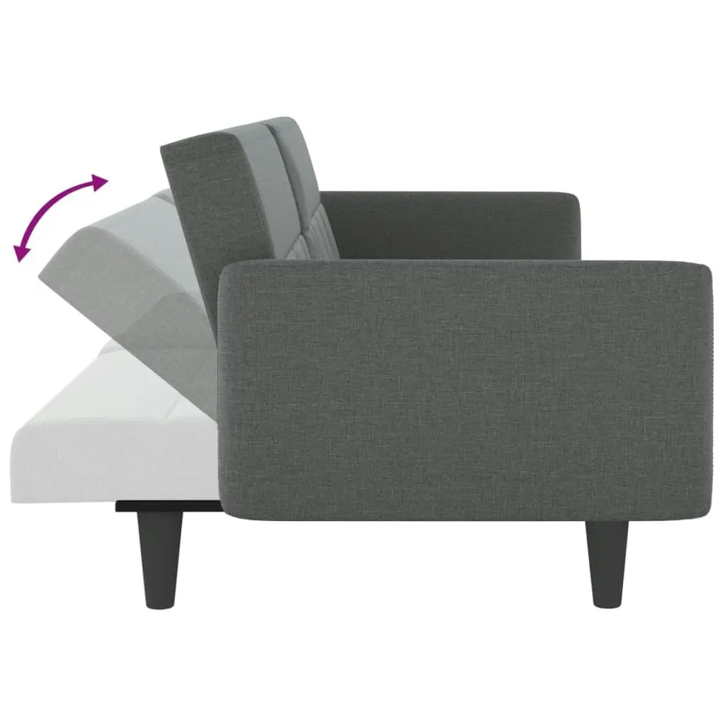 Sofa Bed with Cup Holders Dark Grey Fabric 351870