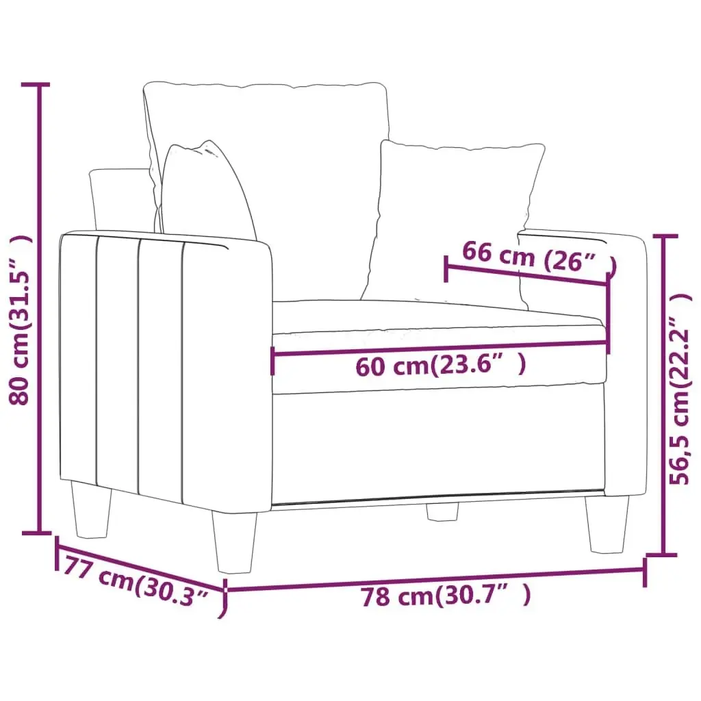 Sofa Chair Cream 60 cm Fabric 348817