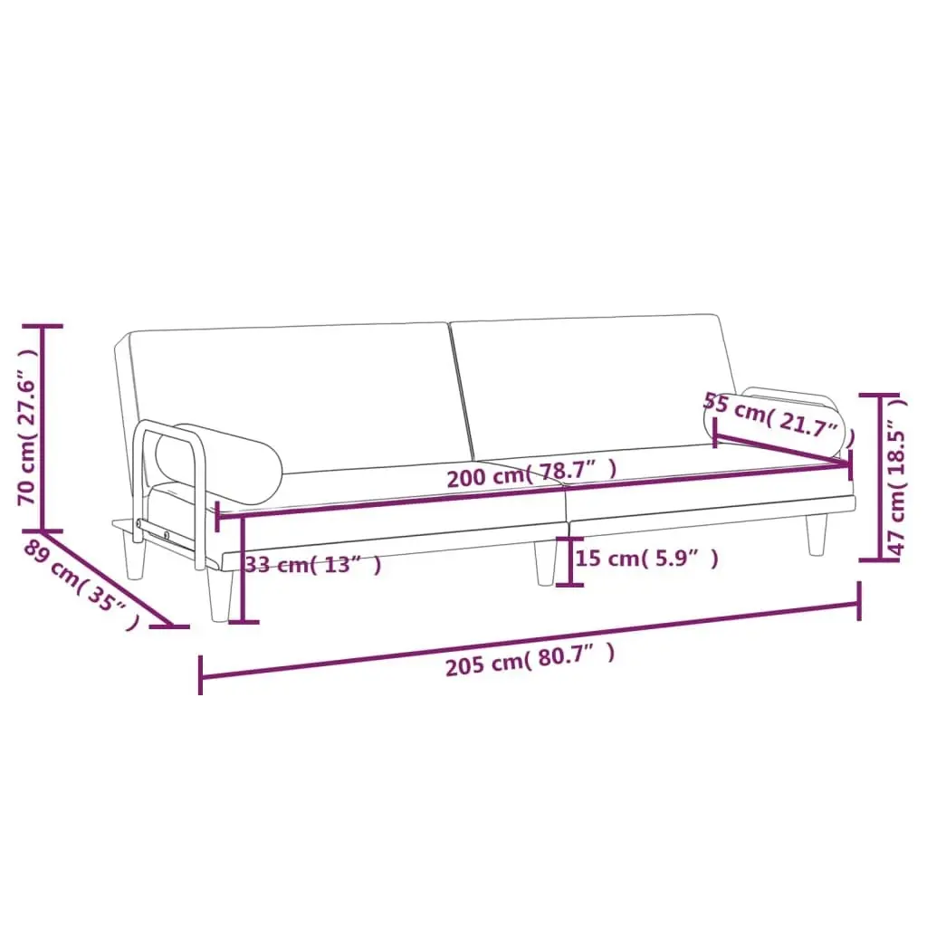 Sofa Bed with Armrests Dark Grey Fabric 351932