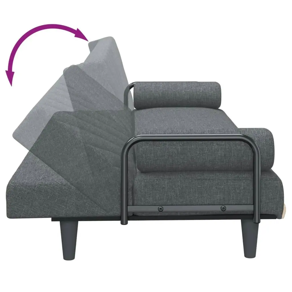 Sofa Bed with Armrests Dark Grey Fabric 351932