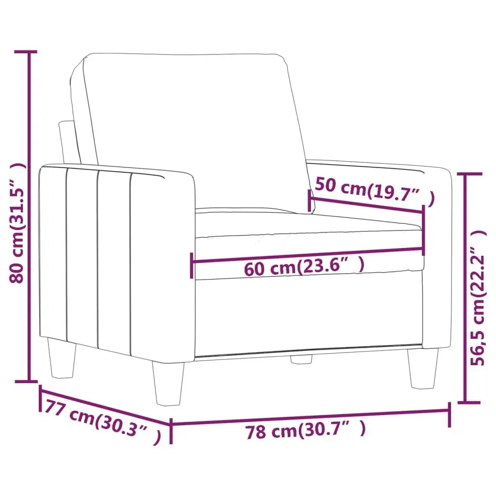 Sofa Chair Cappuccino 60 cm Faux Leather 348666