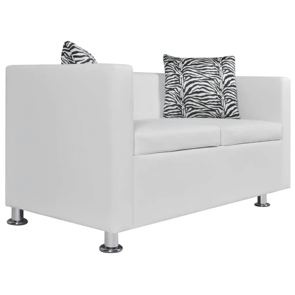 Sofa 2-Seater Artificial Leather White 242212