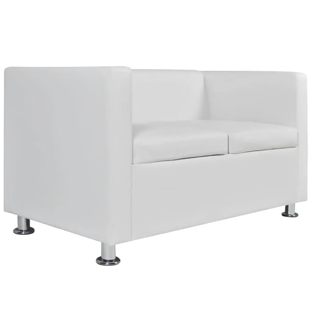 Sofa 2-Seater Artificial Leather White 242212