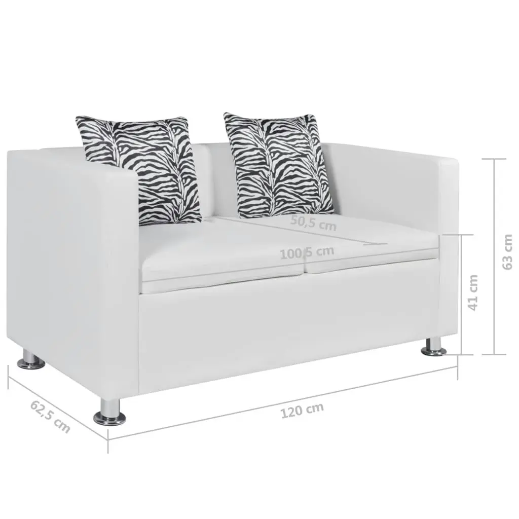 Sofa 2-Seater Artificial Leather White 242212