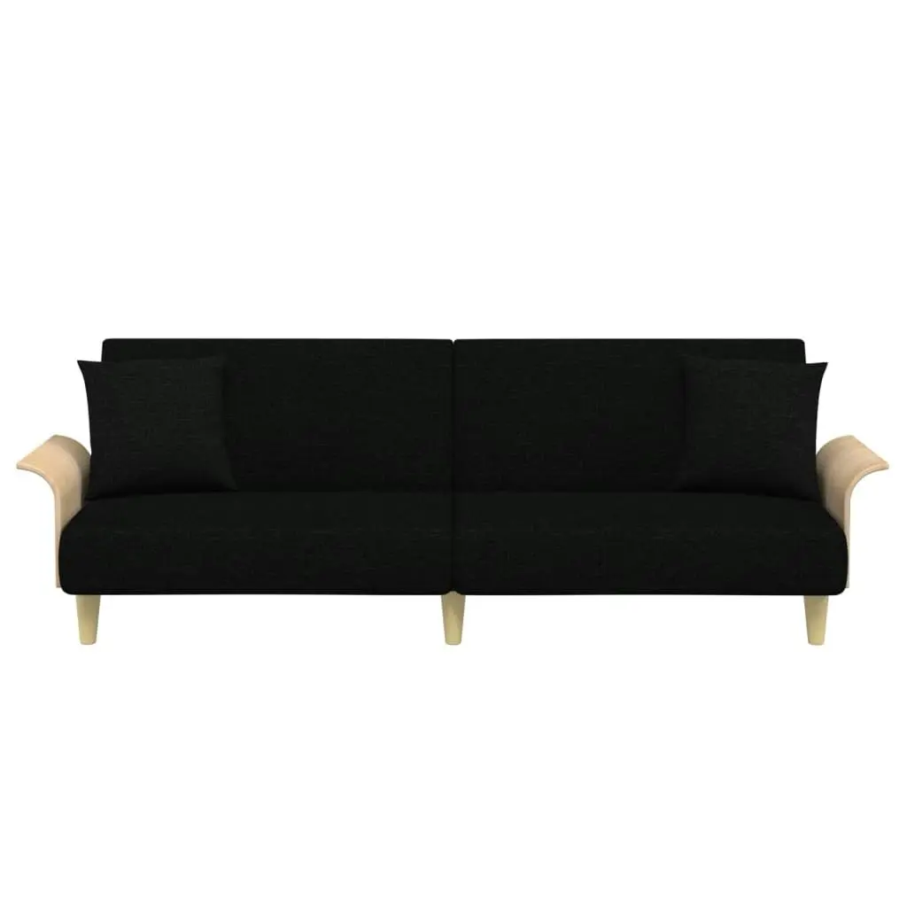 Sofa Bed with Armrests Black Fabric 351845