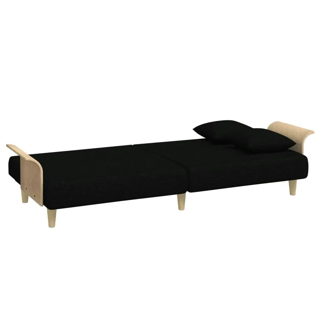 Sofa Bed with Armrests Black Fabric 351845