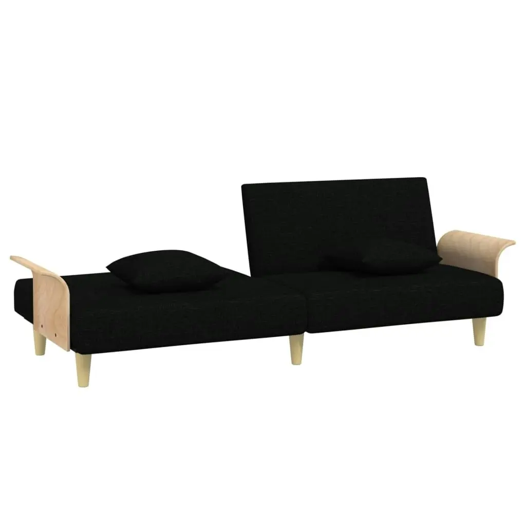 Sofa Bed with Armrests Black Fabric 351845