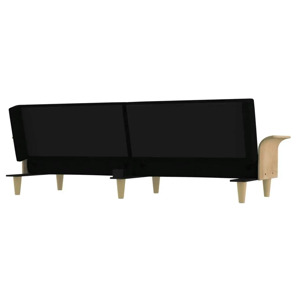 Sofa Bed with Armrests Black Fabric 351845