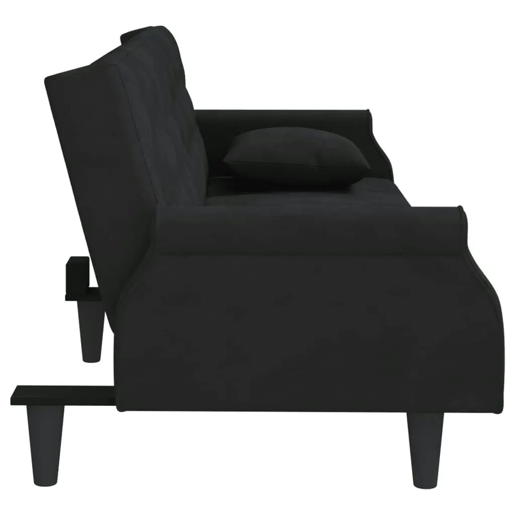 Sofa Bed with Armrests Black Velvet 351948