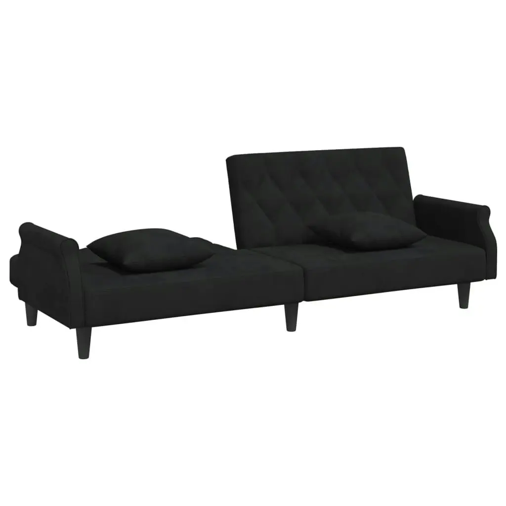 Sofa Bed with Armrests Black Velvet 351948