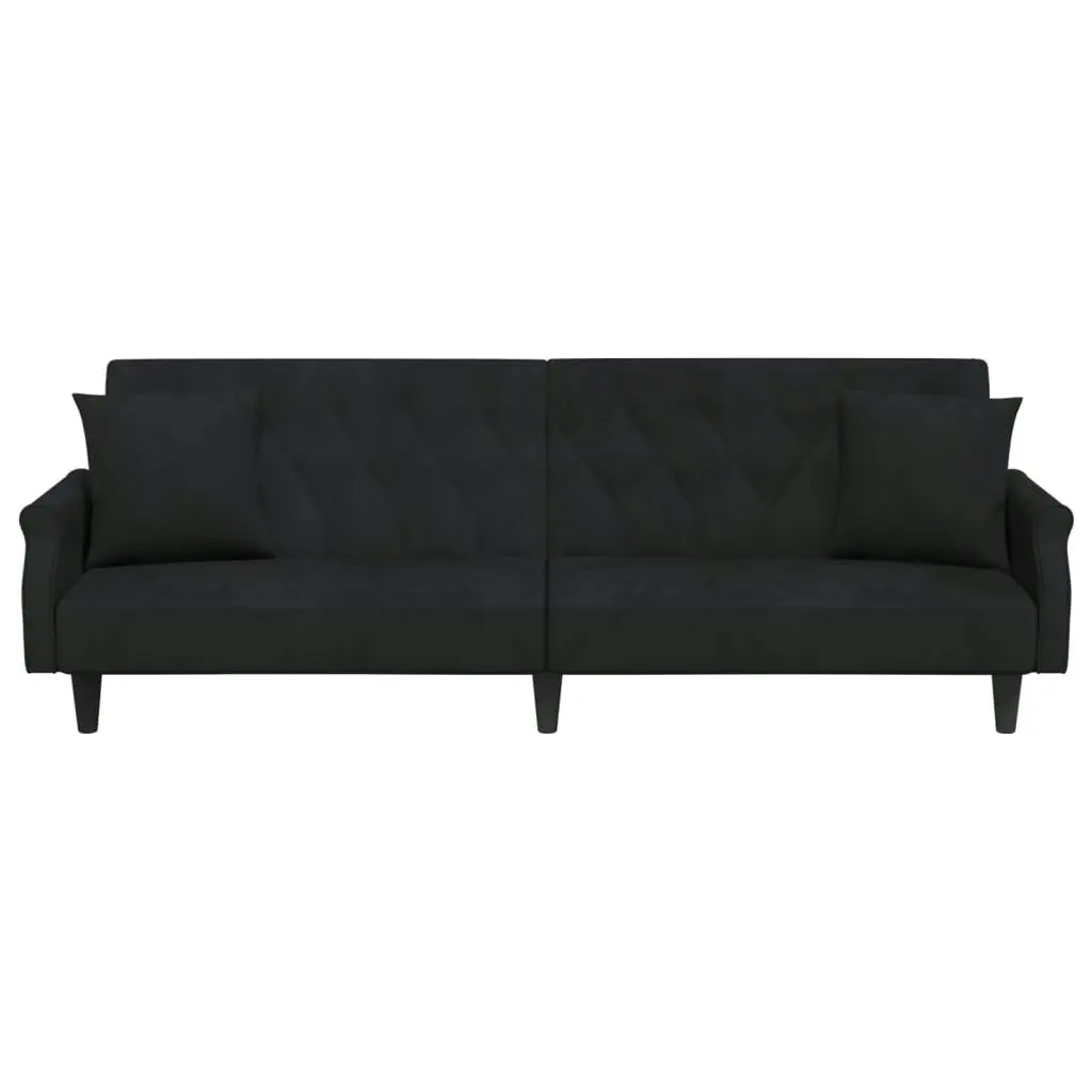 Sofa Bed with Armrests Black Velvet 351948