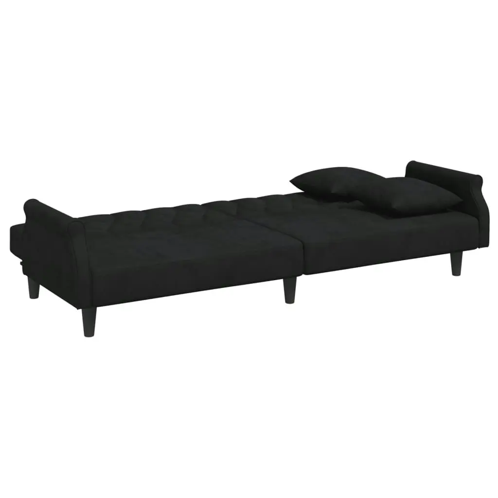 Sofa Bed with Armrests Black Velvet 351948