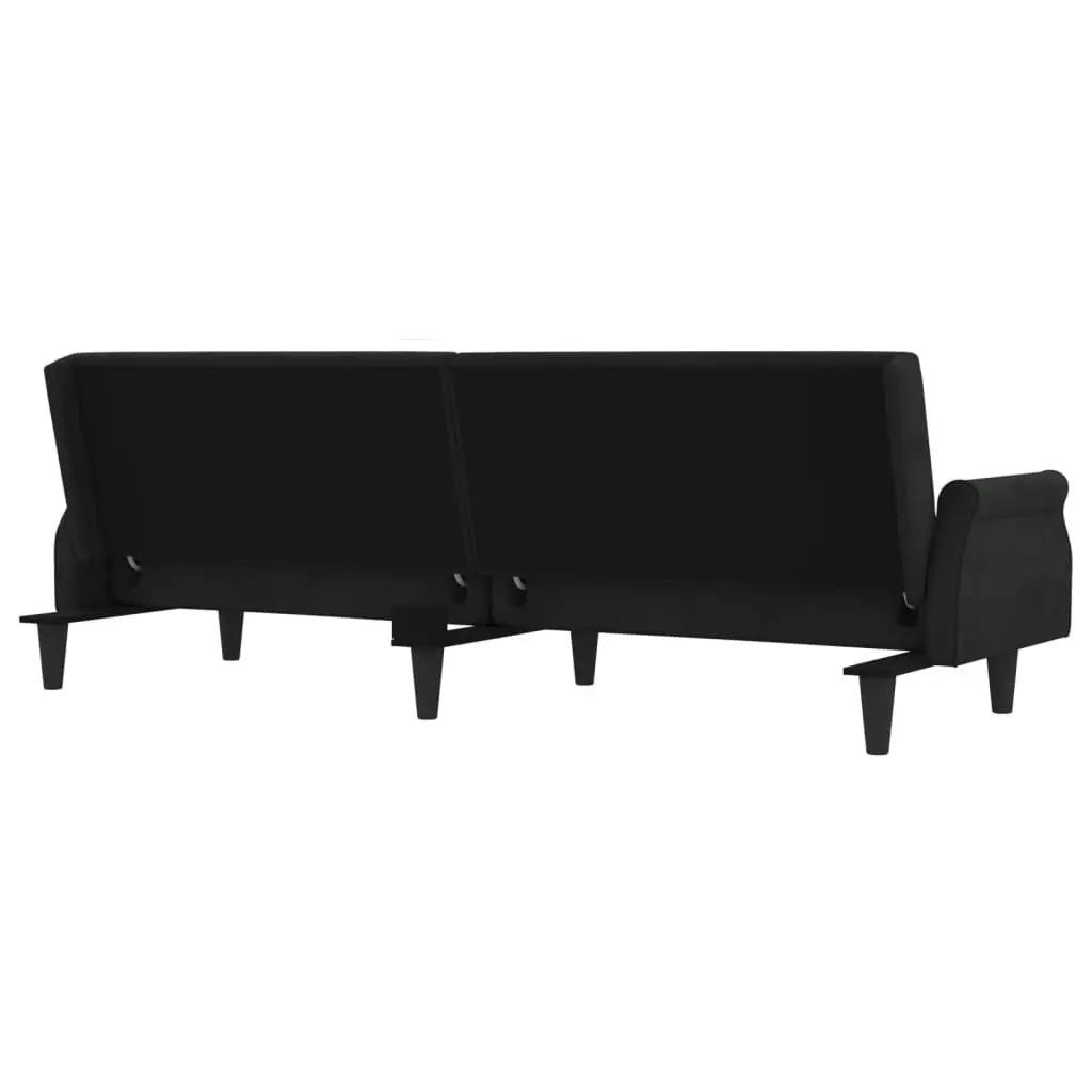 Sofa Bed with Armrests Black Velvet 351948