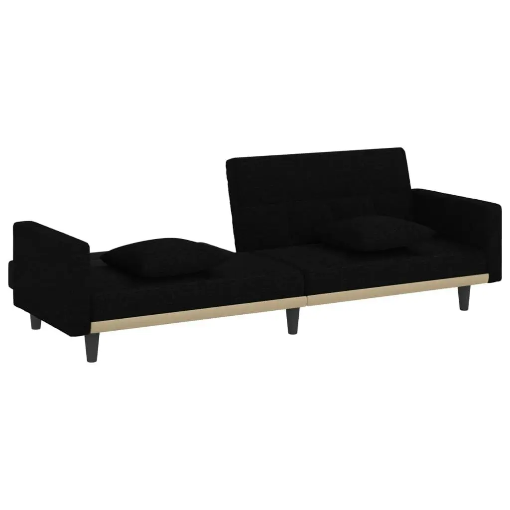 Sofa Bed with Cushions Black Fabric 351877