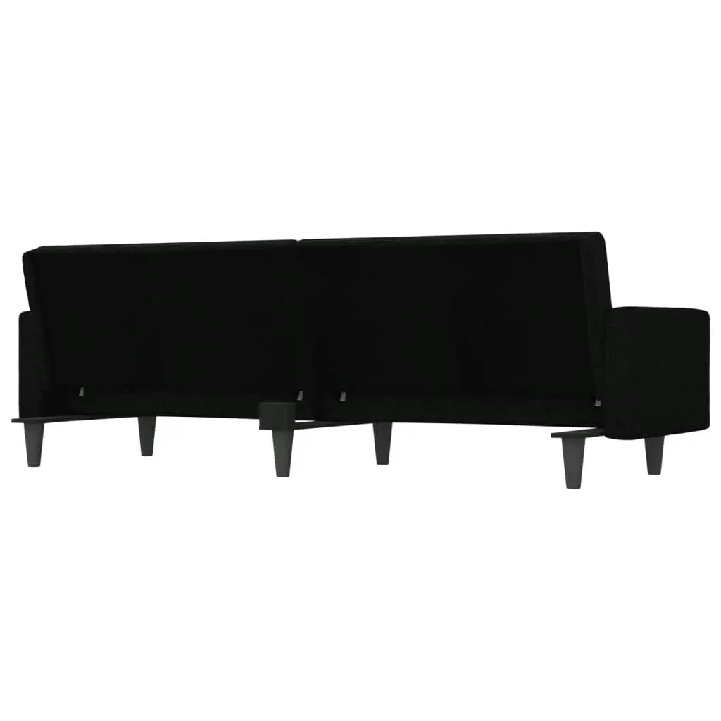 Sofa Bed with Cushions Black Fabric 351877