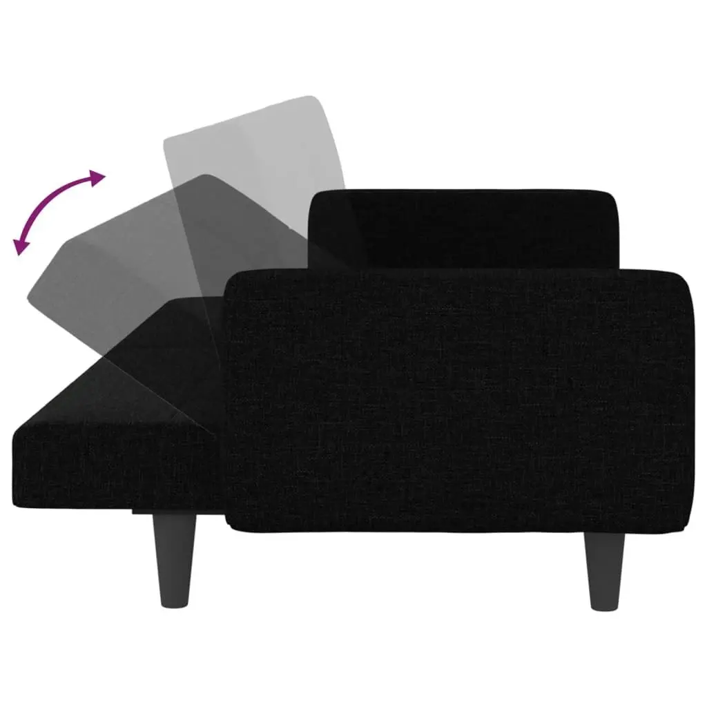 Sofa Bed with Cushions Black Fabric 351877