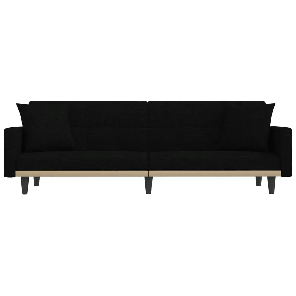 Sofa Bed with Cushions Black Fabric 351877