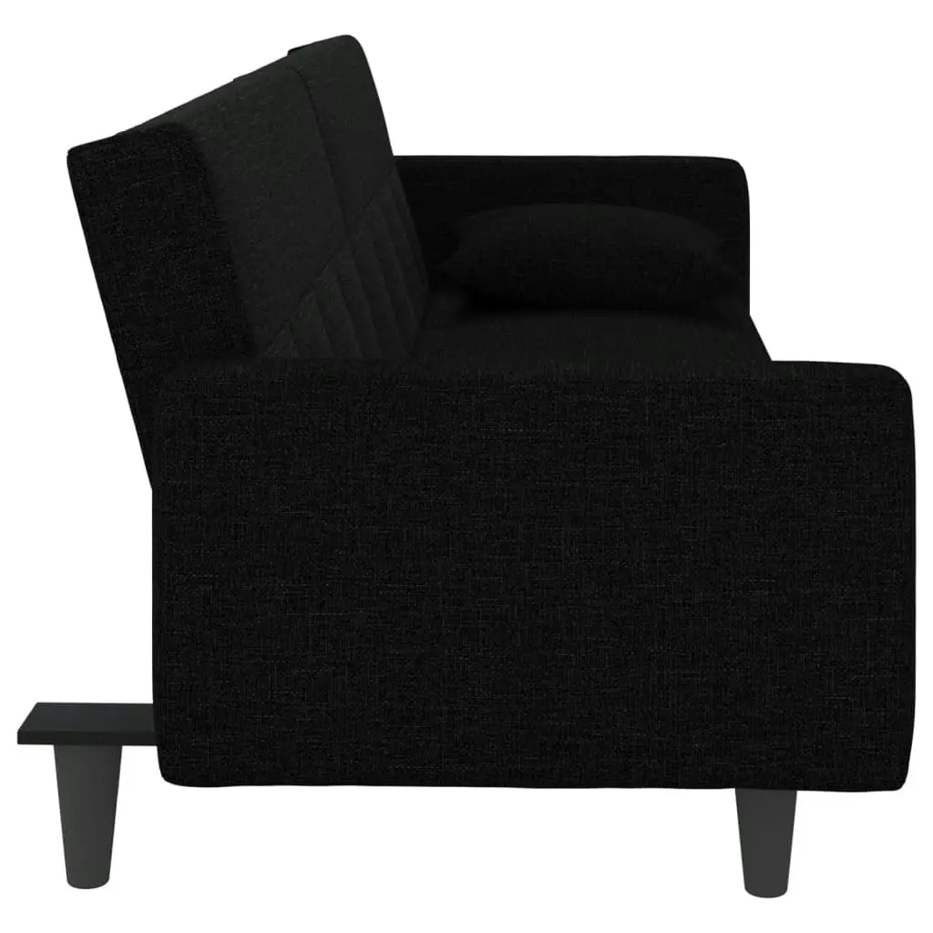 Sofa Bed with Cushions Black Fabric 351877