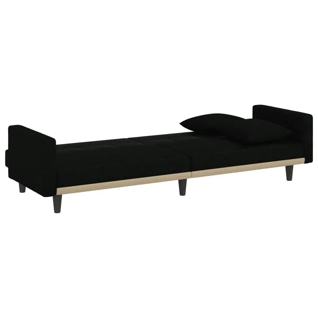 Sofa Bed with Cushions Black Fabric 351877