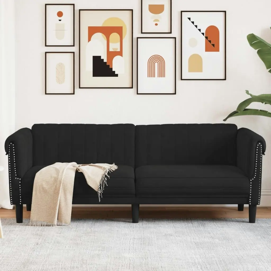 Sofa 3-Seater Black Velvet 372590