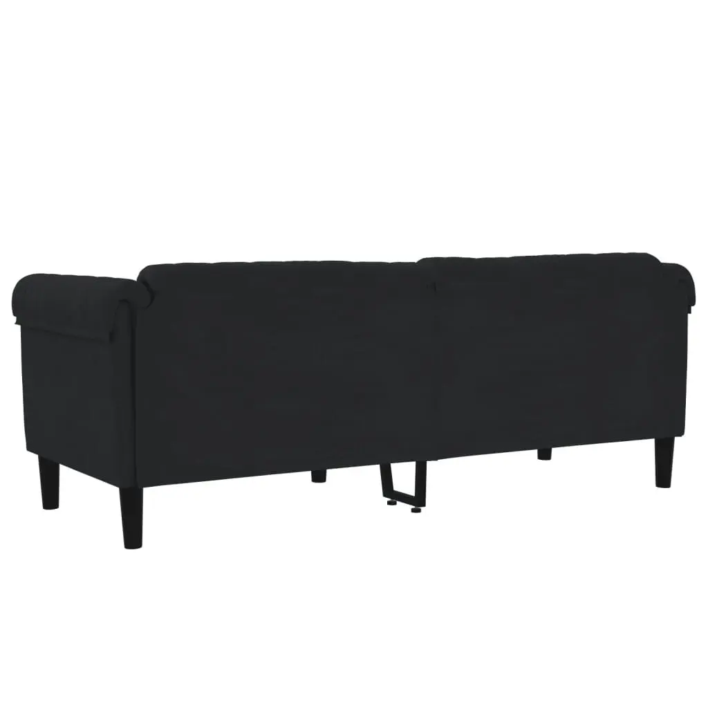 Sofa 3-Seater Black Velvet 372590