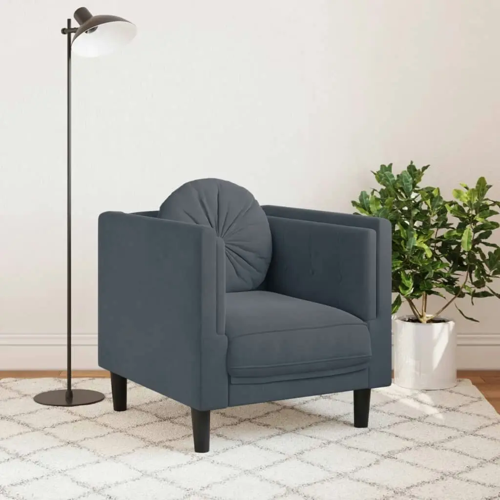 Sofa Chair with Cushion Dark Grey Velvet 372623