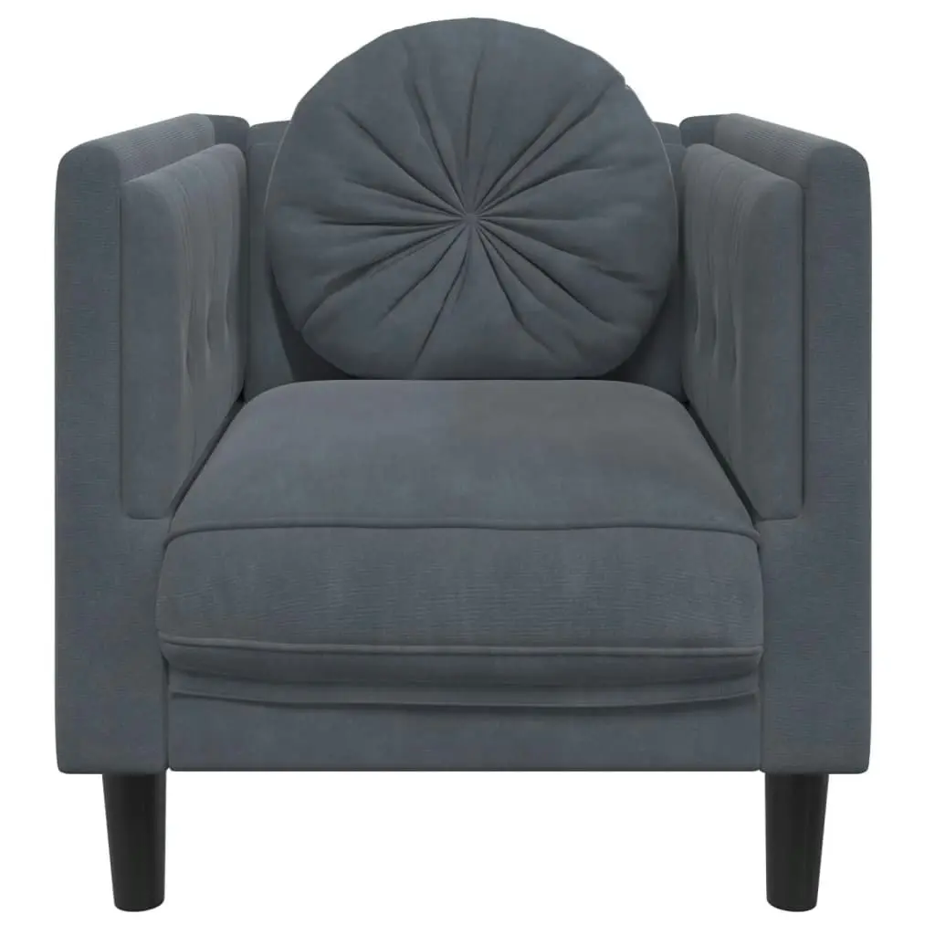 Sofa Chair with Cushion Dark Grey Velvet 372623