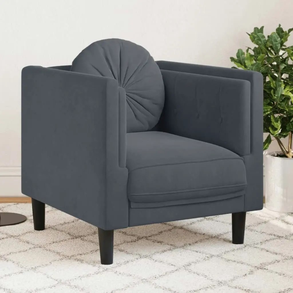 Sofa Chair with Cushion Dark Grey Velvet 372623