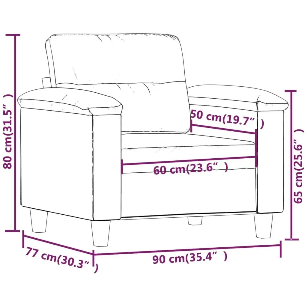 Sofa Chair Dark Grey 60 cm Microfibre Fabric 359551