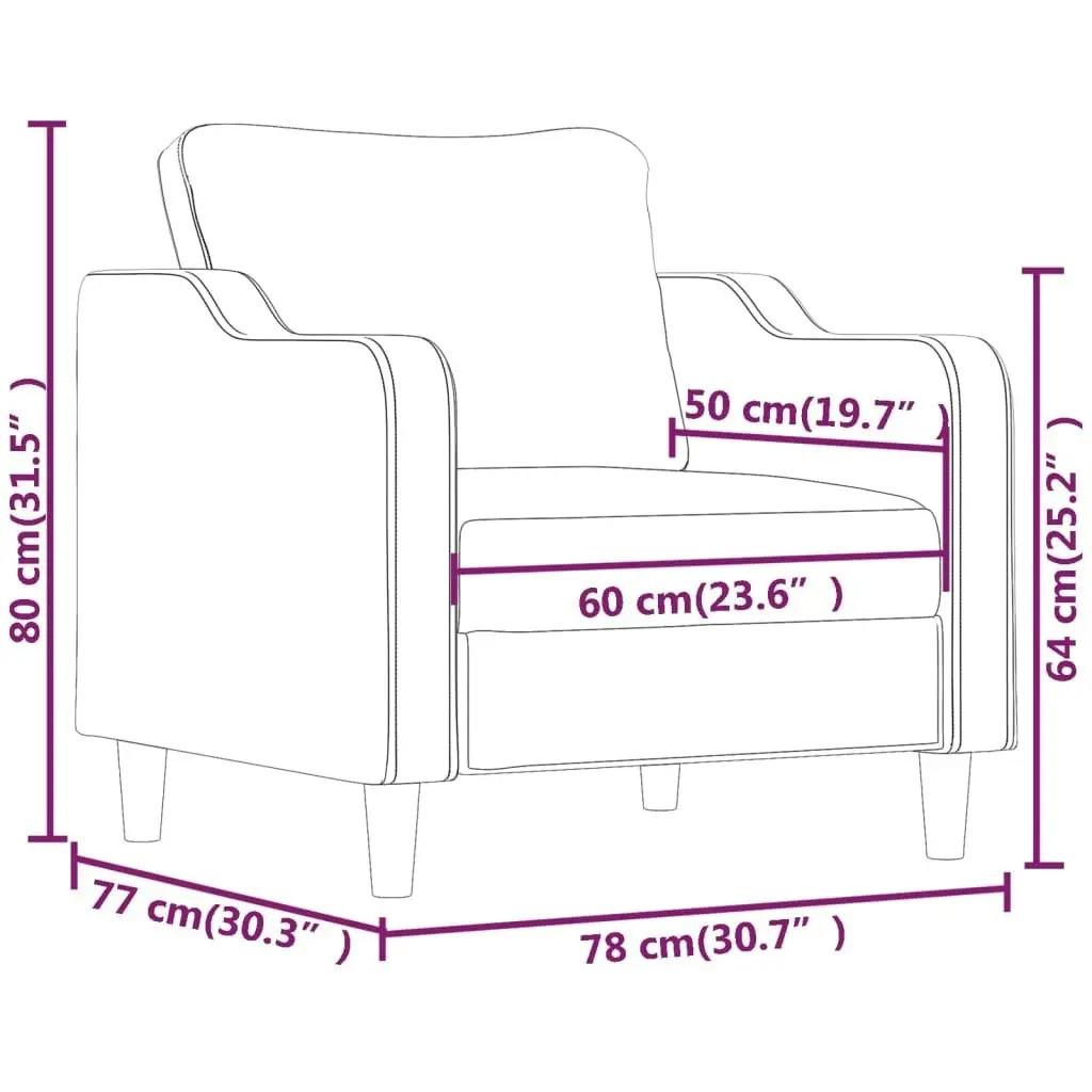 Sofa Chair Cream 60 cm Fabric 348931