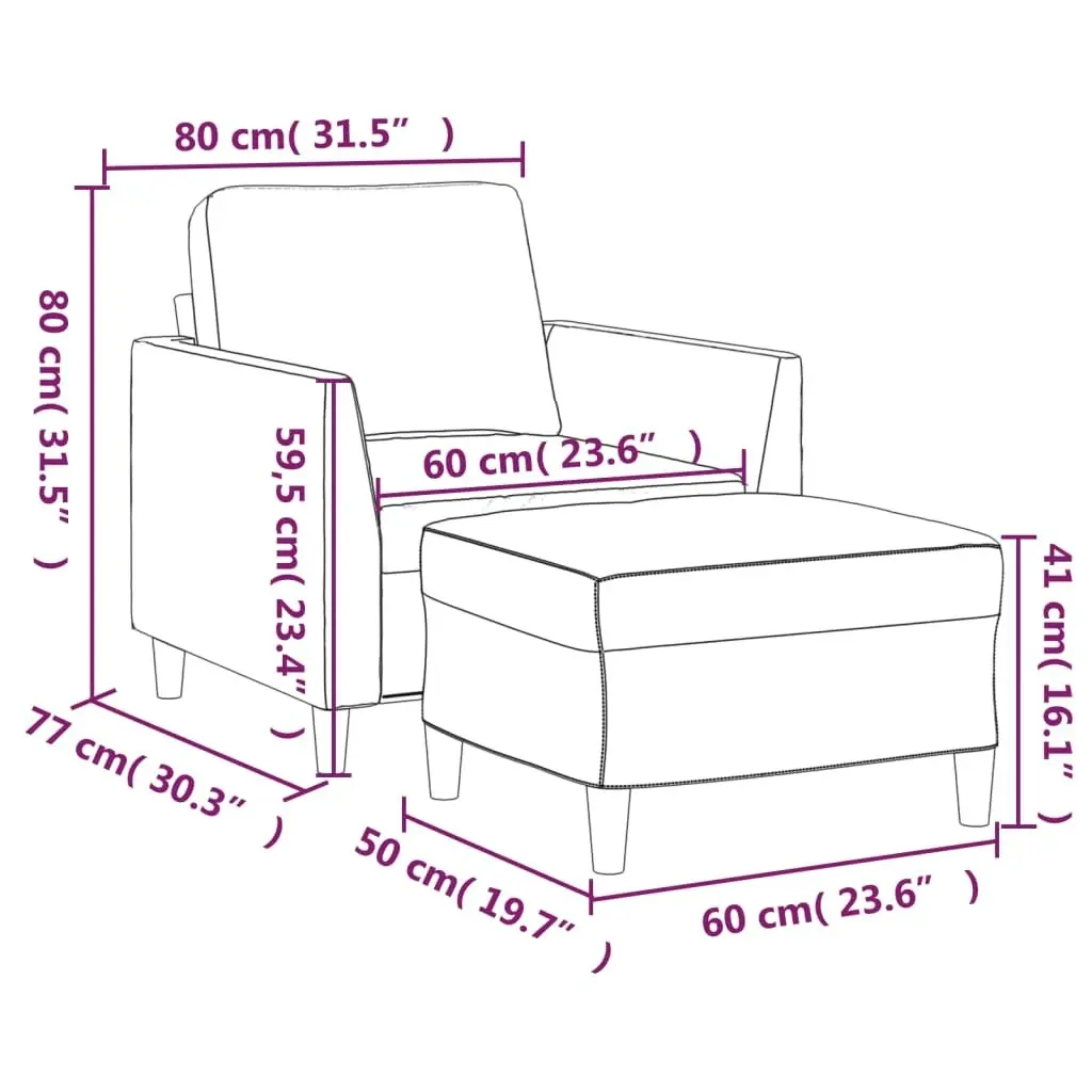 Sofa Chair with Footstool Cappuccino 60 cm Faux Leather 3201121