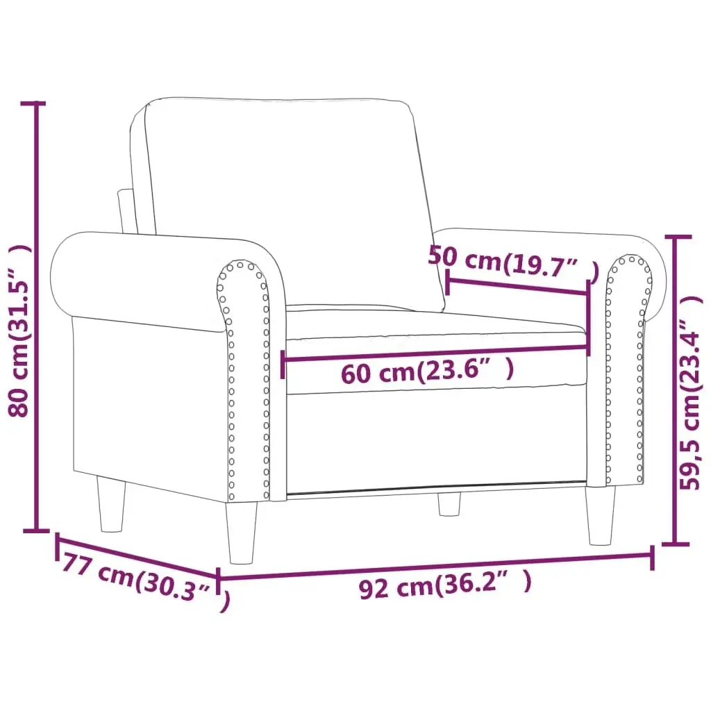 Sofa Chair Dark Grey 60 cm Velvet 349138