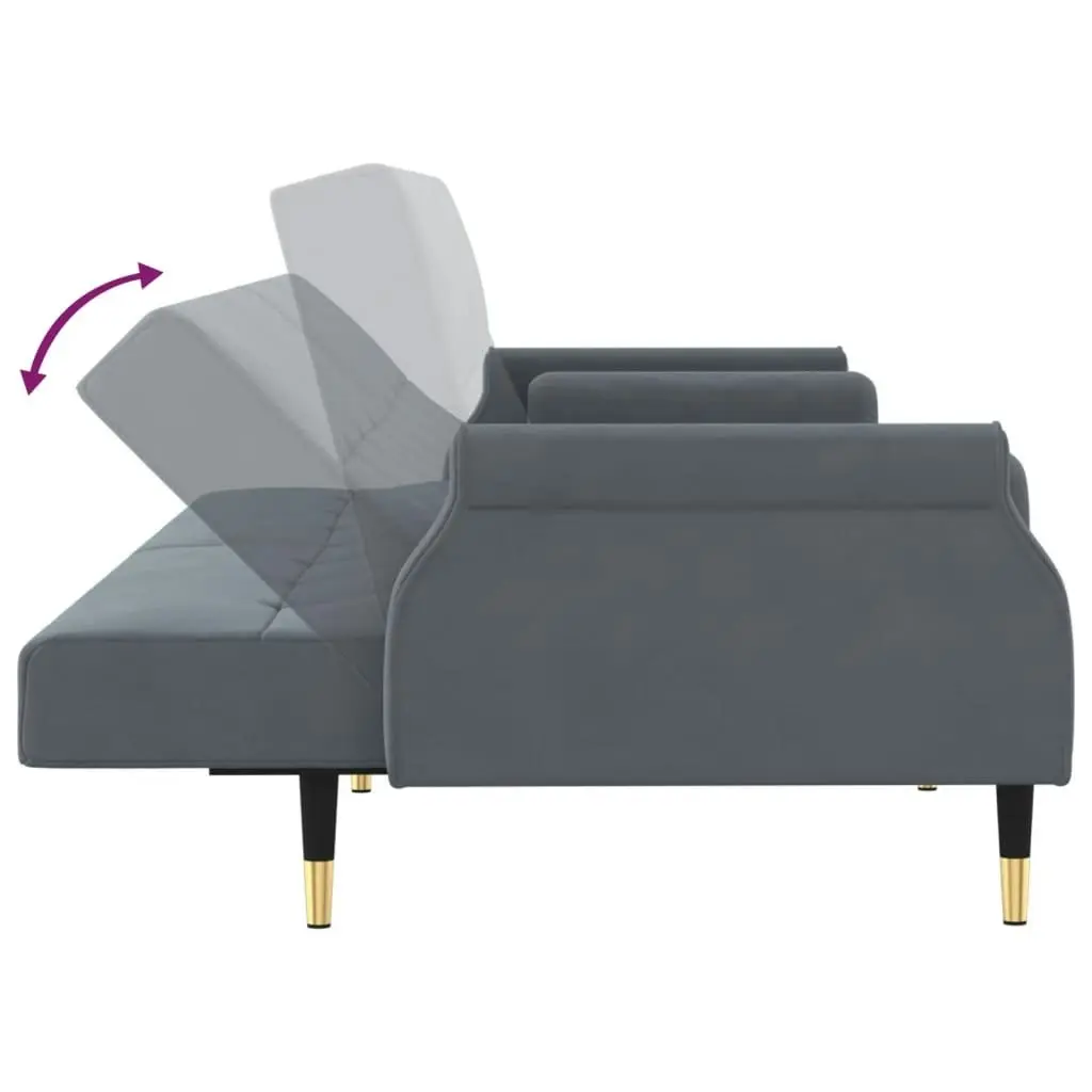 Sofa Bed with Cushions Dark Grey Velvet 351858