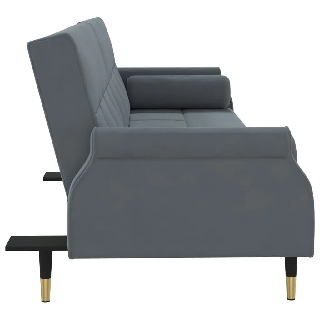 Sofa Bed with Cushions Dark Grey Velvet 351858