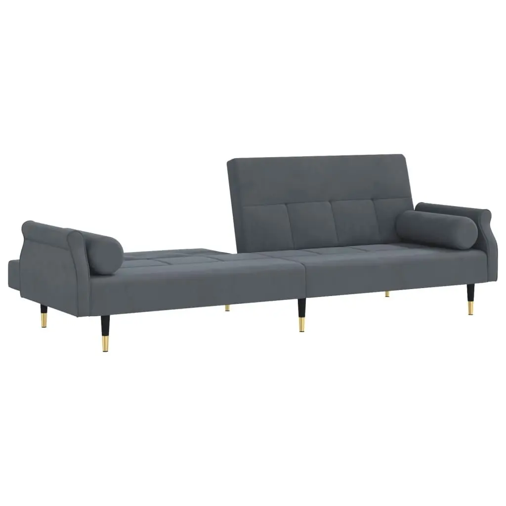 Sofa Bed with Cushions Dark Grey Velvet 351858