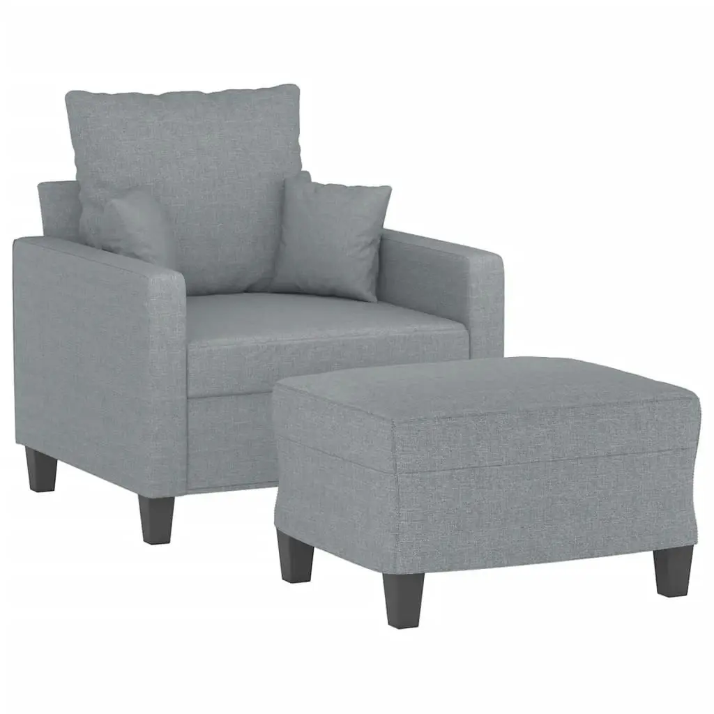 Sofa Chair with Footstool Light Grey 60 cm Fabric 3201081