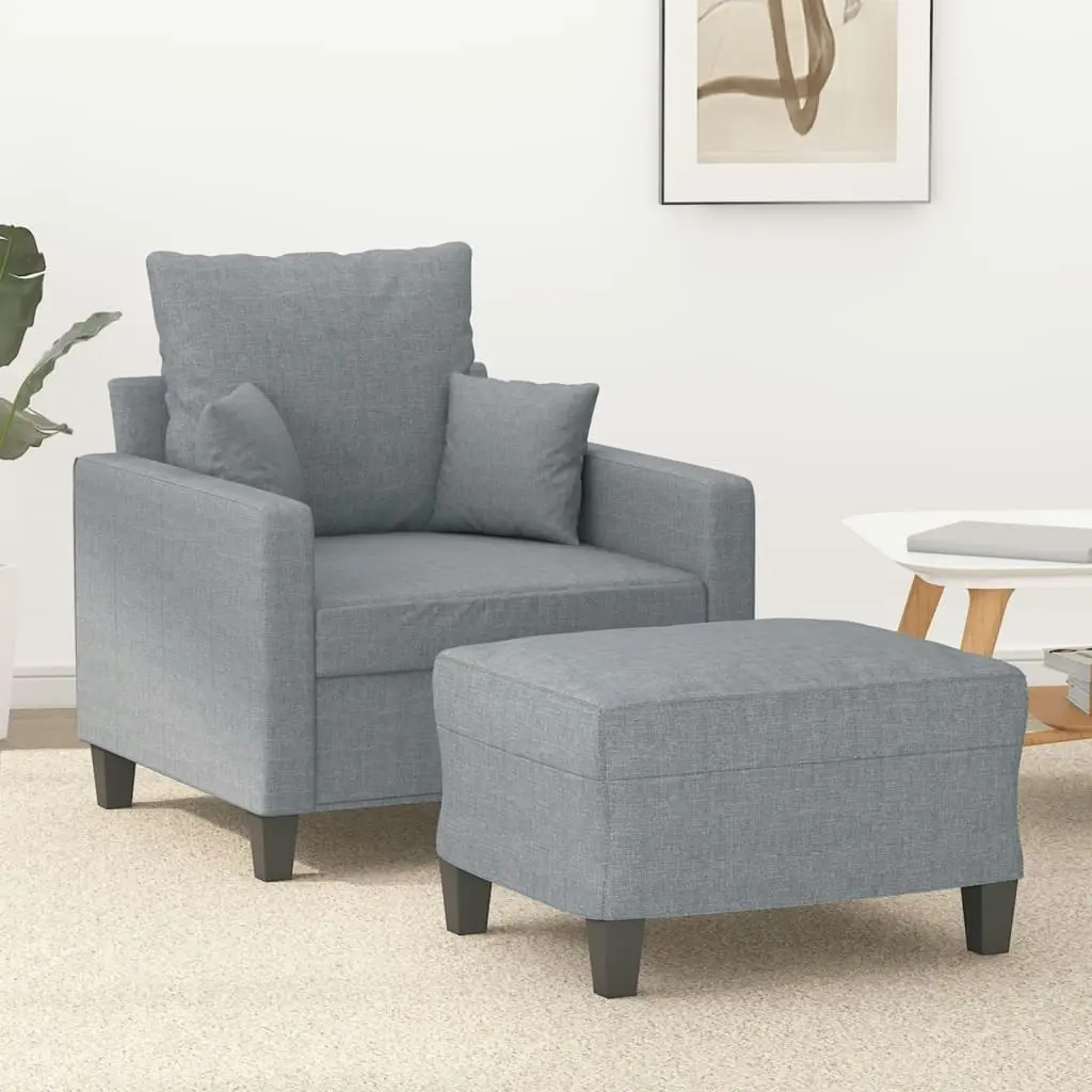 Sofa Chair with Footstool Light Grey 60 cm Fabric 3201081