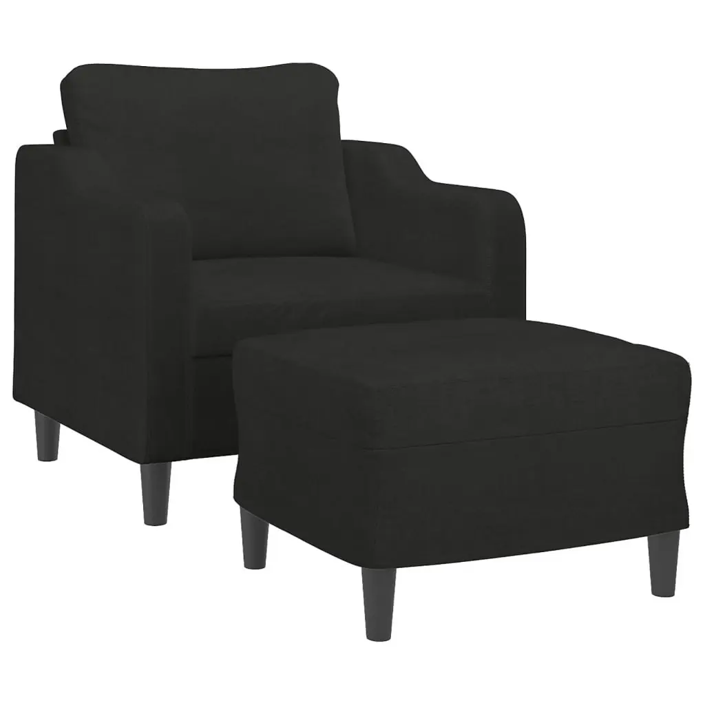 Sofa Chair with Footstool Black 60 cm Fabric 3201131