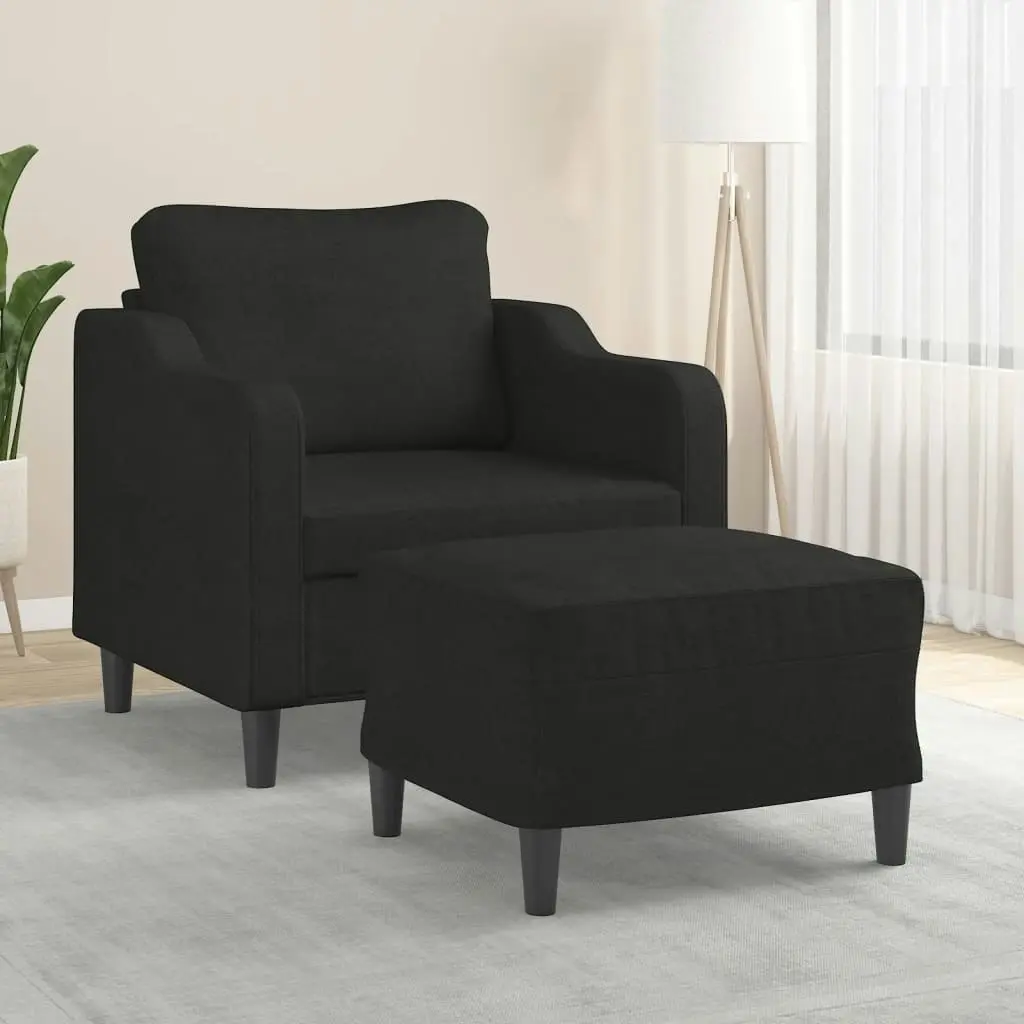 Sofa Chair with Footstool Black 60 cm Fabric 3201131