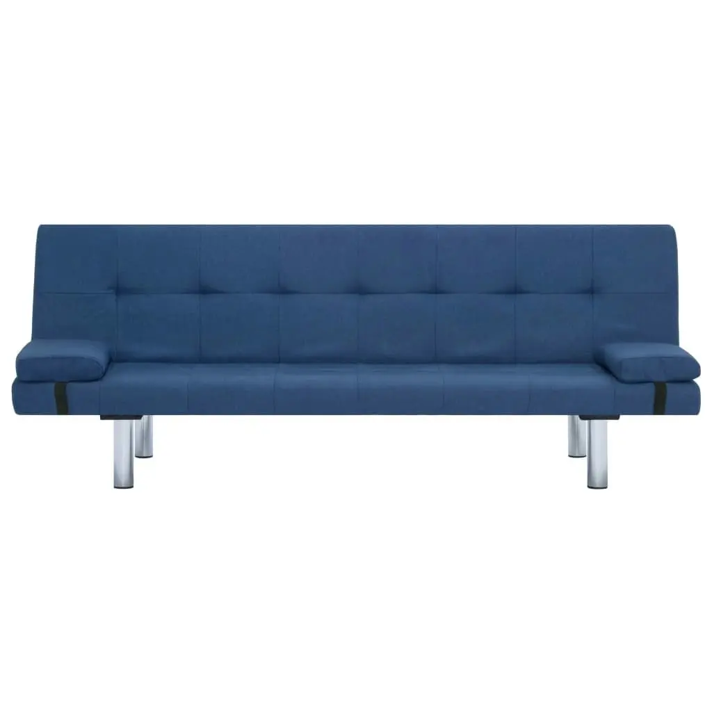 Sofa Bed with Two Pillows Blue Polyester 282187