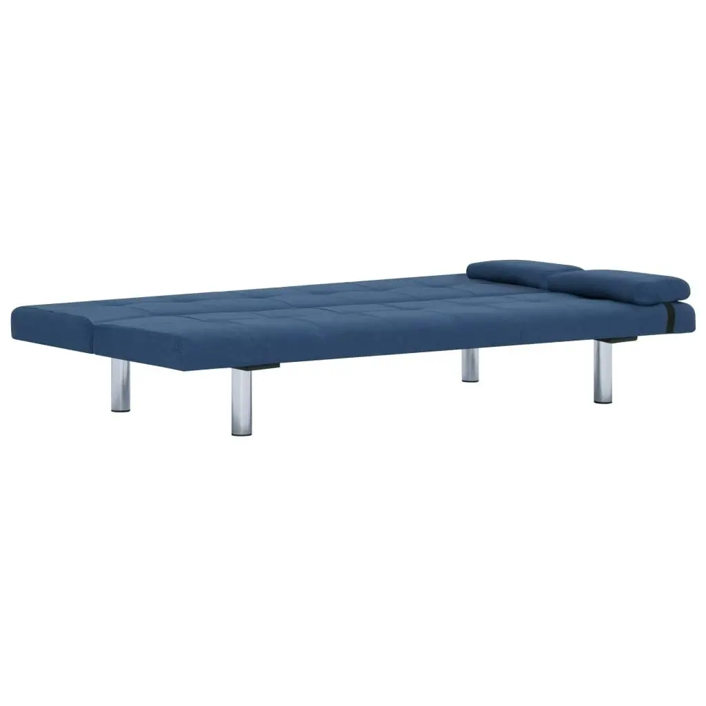 Sofa Bed with Two Pillows Blue Polyester 282187