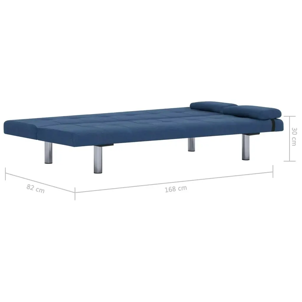 Sofa Bed with Two Pillows Blue Polyester 282187