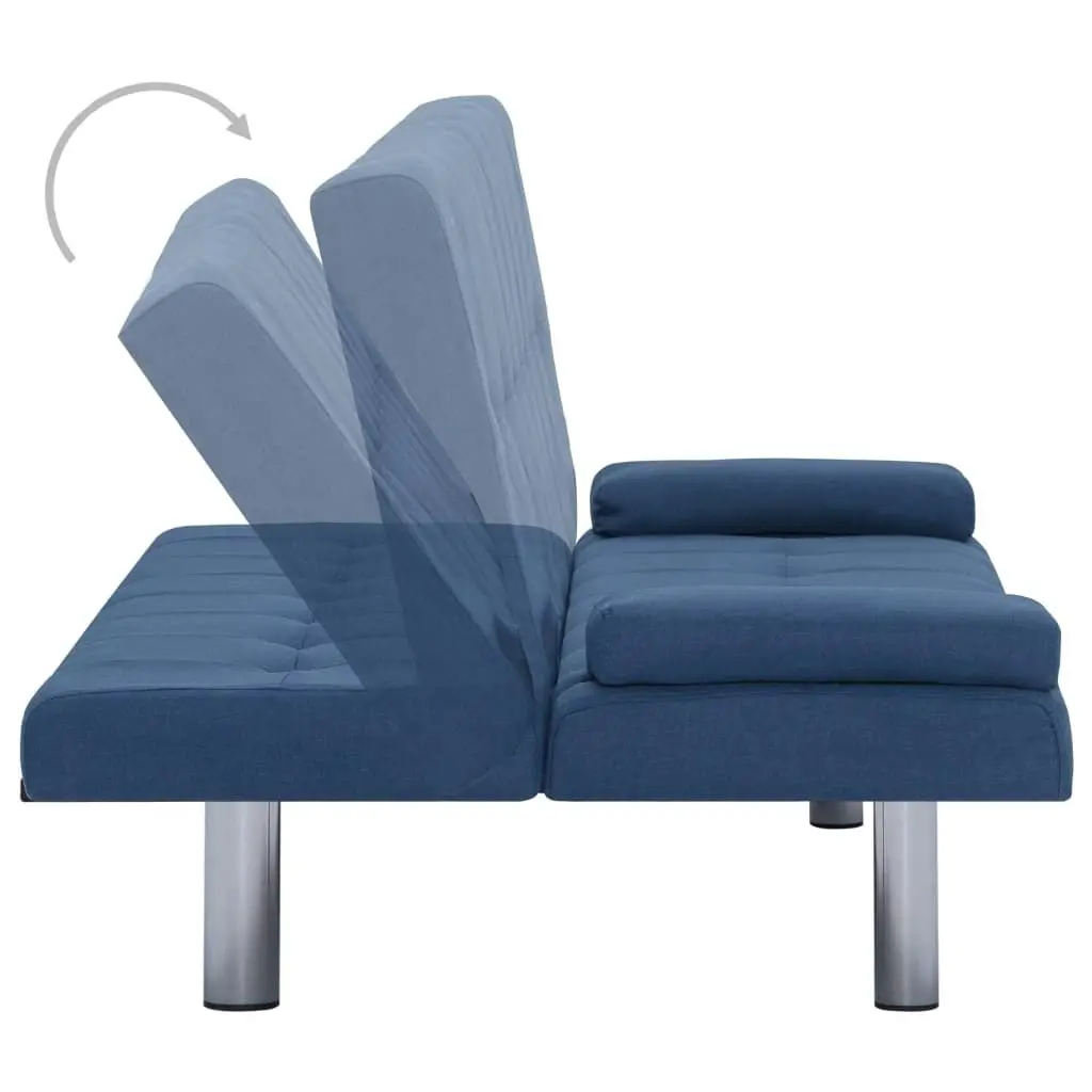 Sofa Bed with Two Pillows Blue Polyester 282187