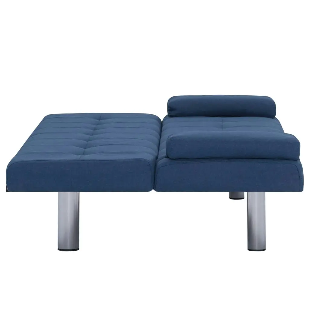 Sofa Bed with Two Pillows Blue Polyester 282187