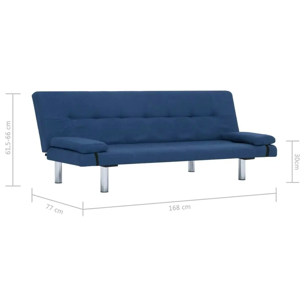 Sofa Bed with Two Pillows Blue Polyester 282187