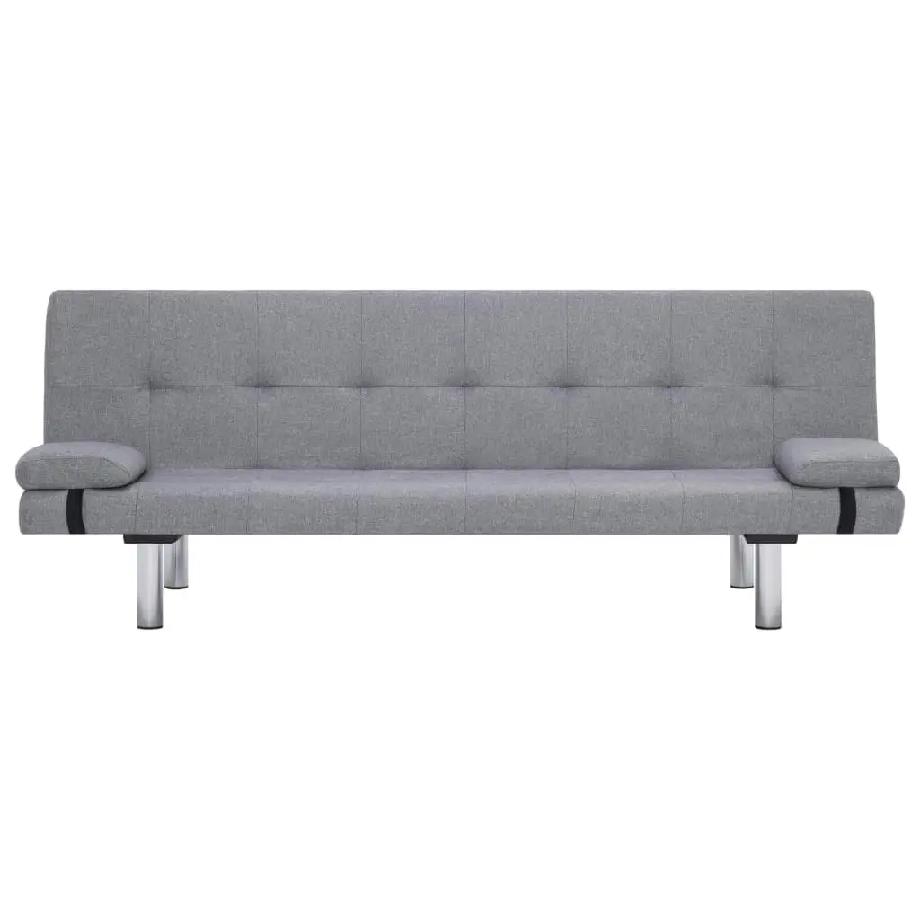 Sofa Bed with Two Pillows Light Grey Polyester 282183