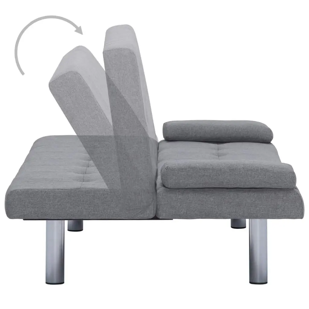 Sofa Bed with Two Pillows Light Grey Polyester 282183