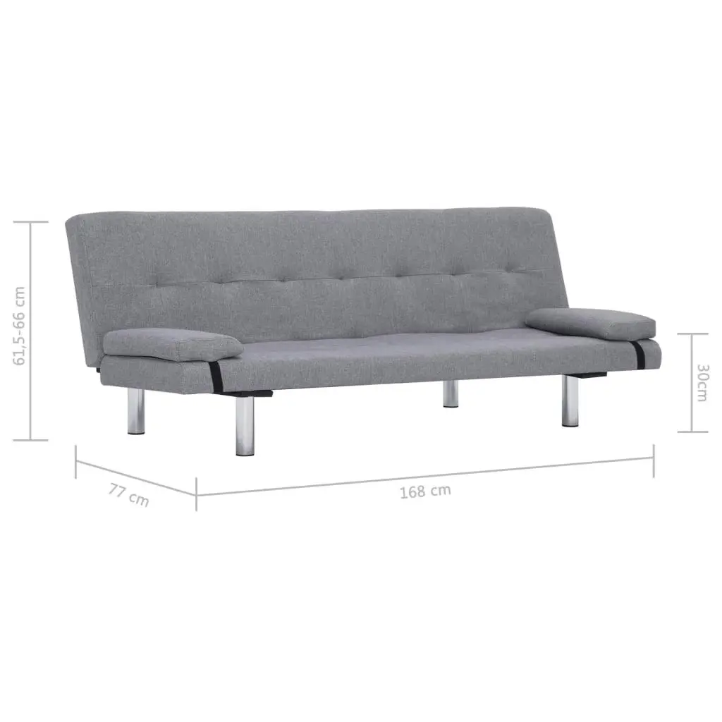 Sofa Bed with Two Pillows Light Grey Polyester 282183