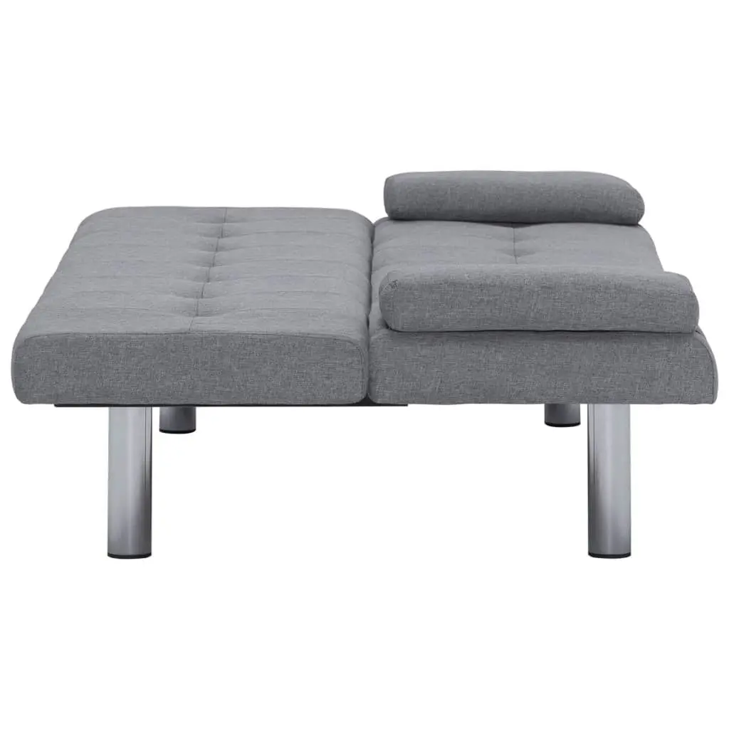 Sofa Bed with Two Pillows Light Grey Polyester 282183