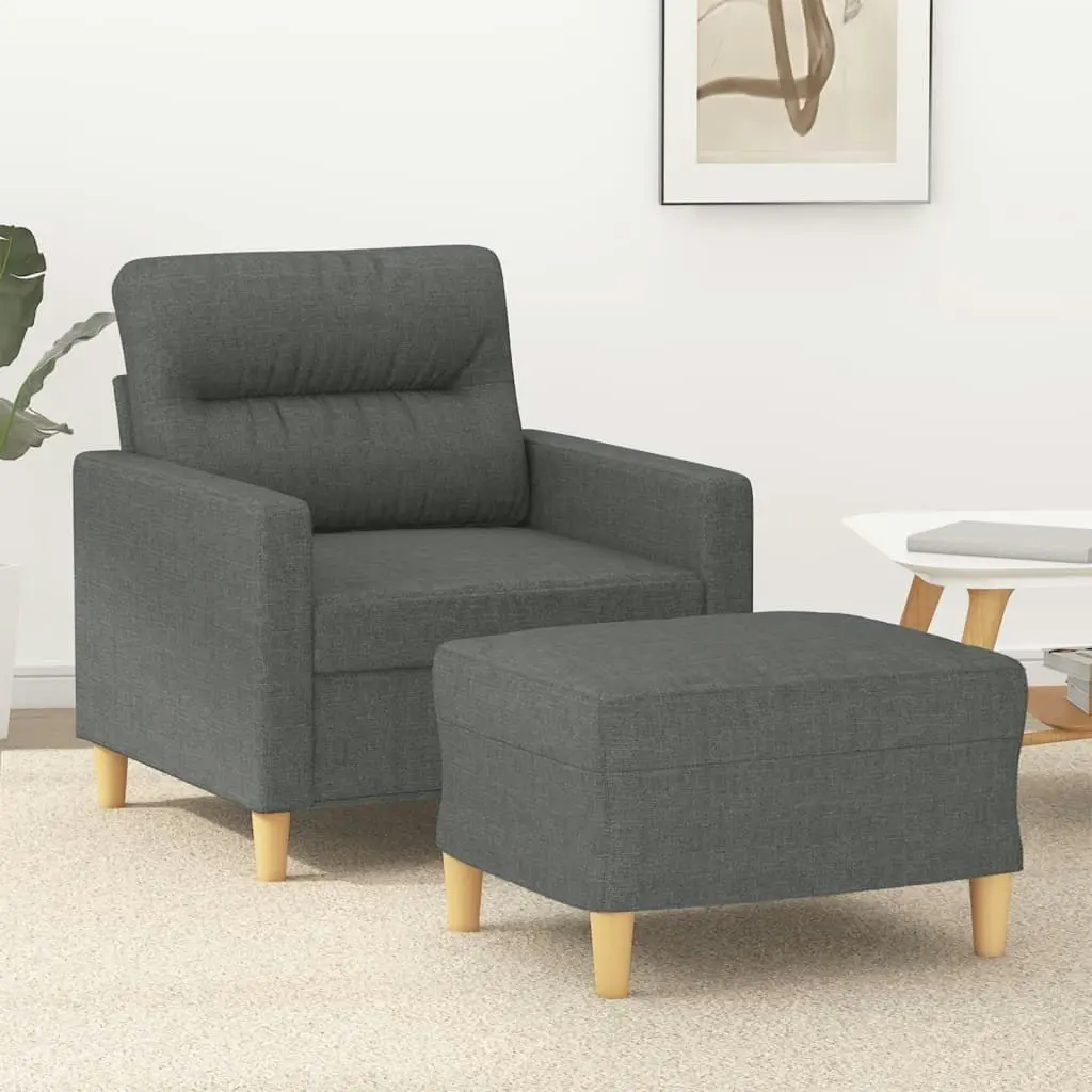 Sofa Chair with Footstool Dark Grey 60 cm Fabric 3201066